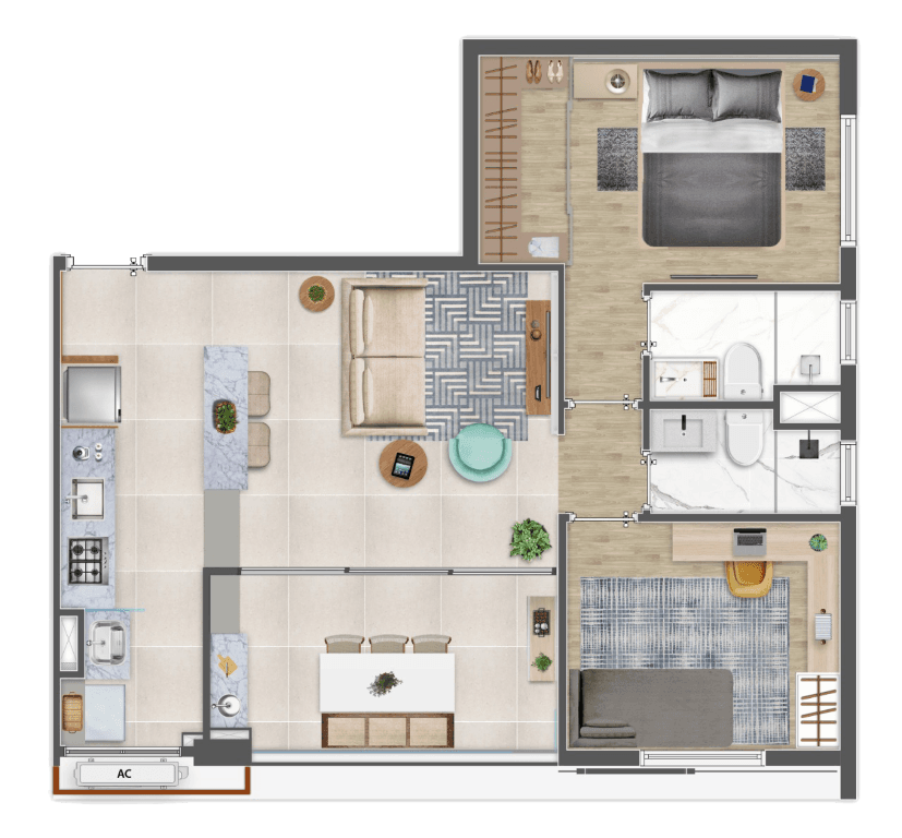Planta 1 — Practical Life Campo Belo II - Residencial