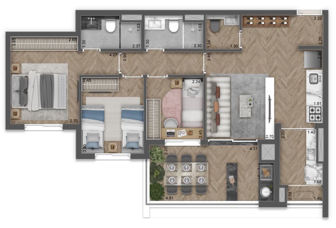 Planta 3 — Raízes Vila Mascote - Residencial