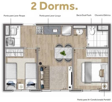 Planta 1 — ClubLine São Judas - Residencial - Fase 1