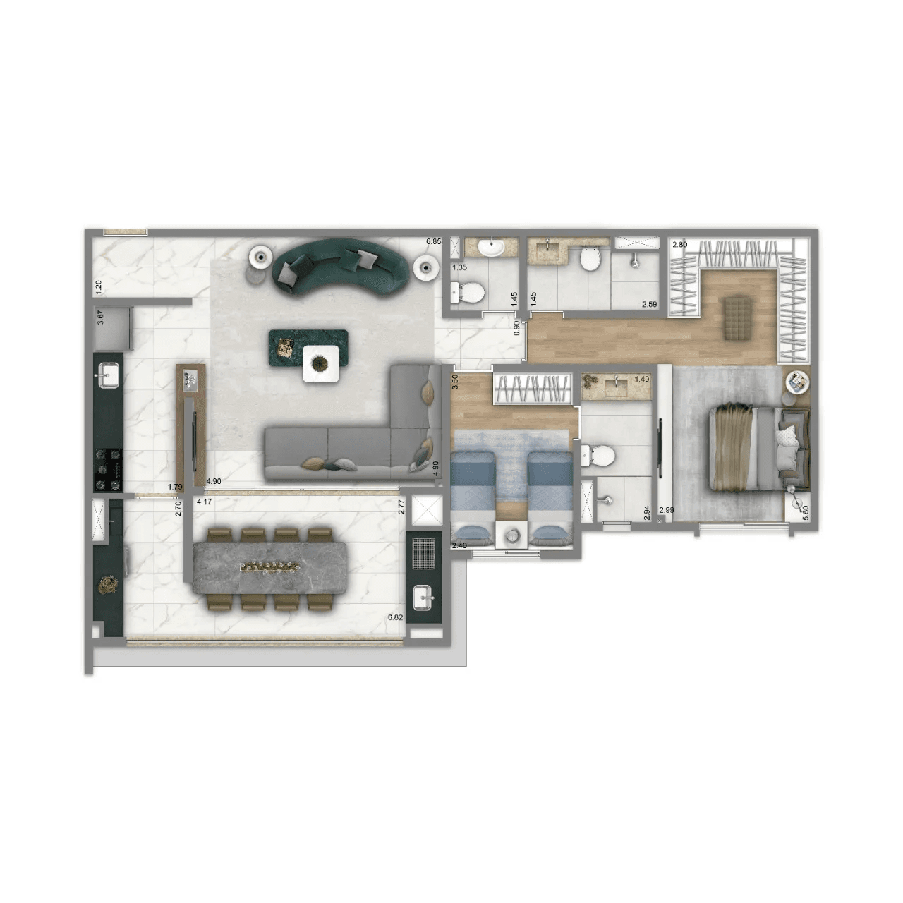 Planta 5 — Living Villaggio Tatuapé Firenze