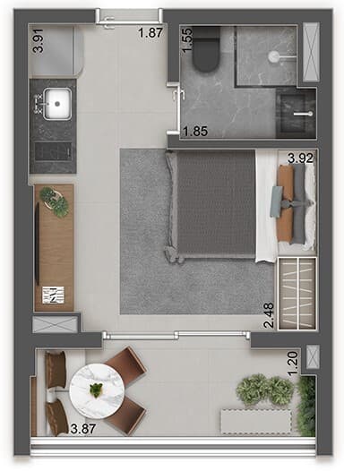 Planta 1 — Raízes Premium Mooca - Residencial