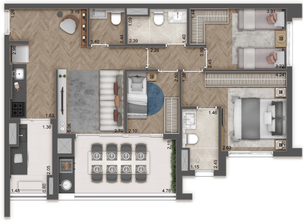 Planta 2 — Raízes Premium Mooca - Residencial