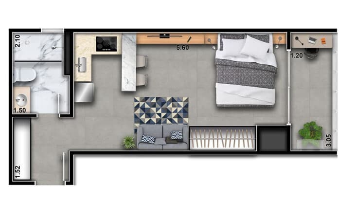 Planta 1 — Station Park Vila Ema - Studios