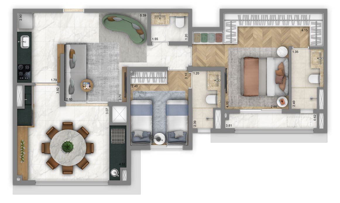 Planta 2 — Living Wellness Aclimação - Residencial