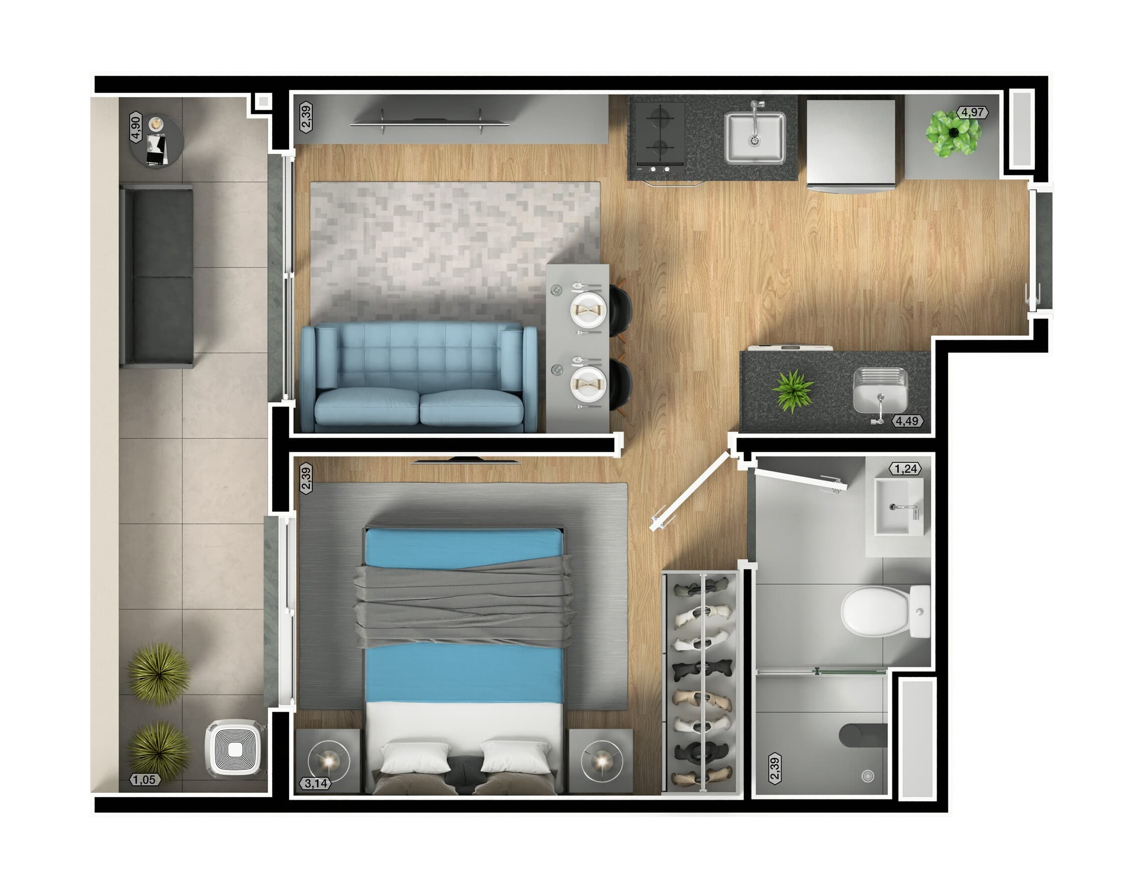 Planta 1 — myID Guilhermina - Residencial