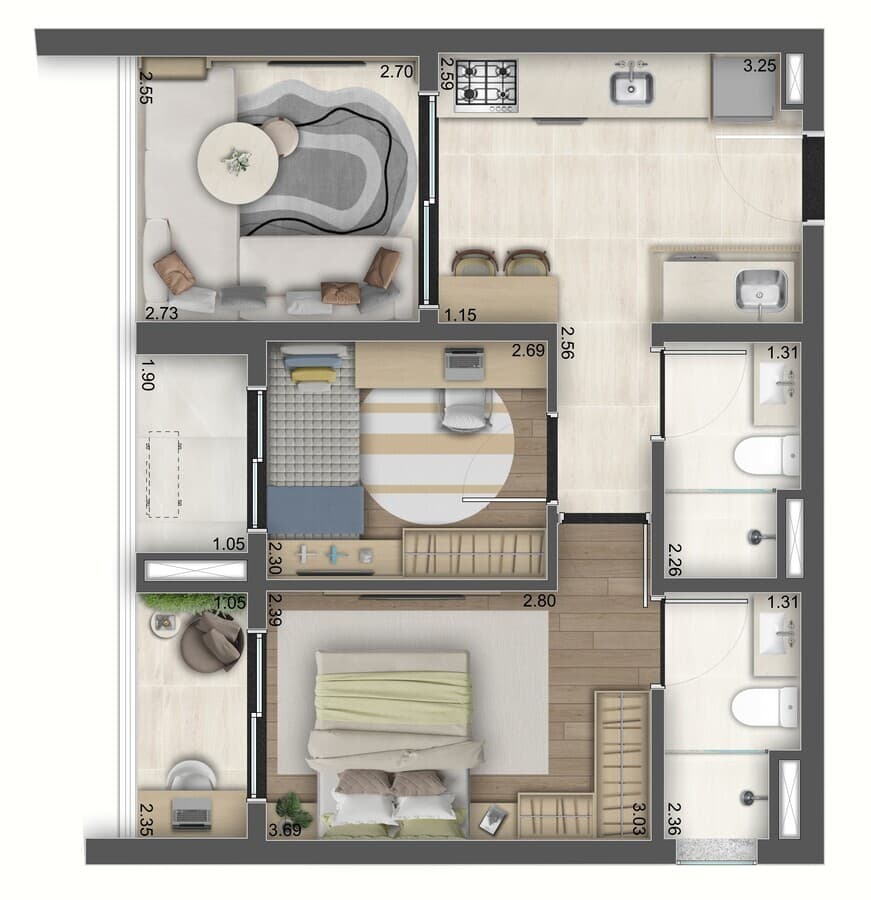 Planta 2 — Hi Vila Clementino - Residencial