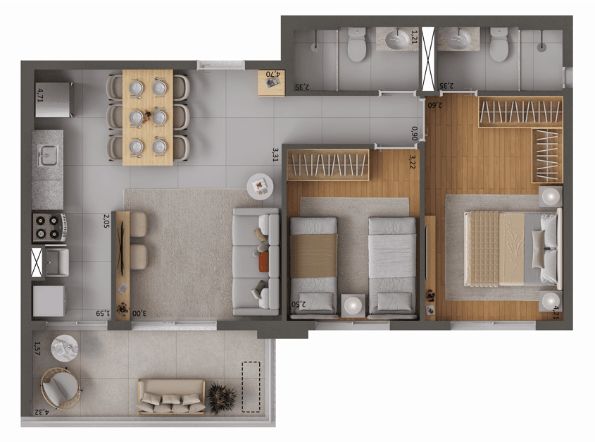 Planta 2 — Near Guarapiranga Oasis - Residencial