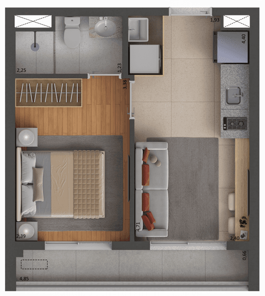 Planta 1 — Near Guarapiranga Living - Residencial