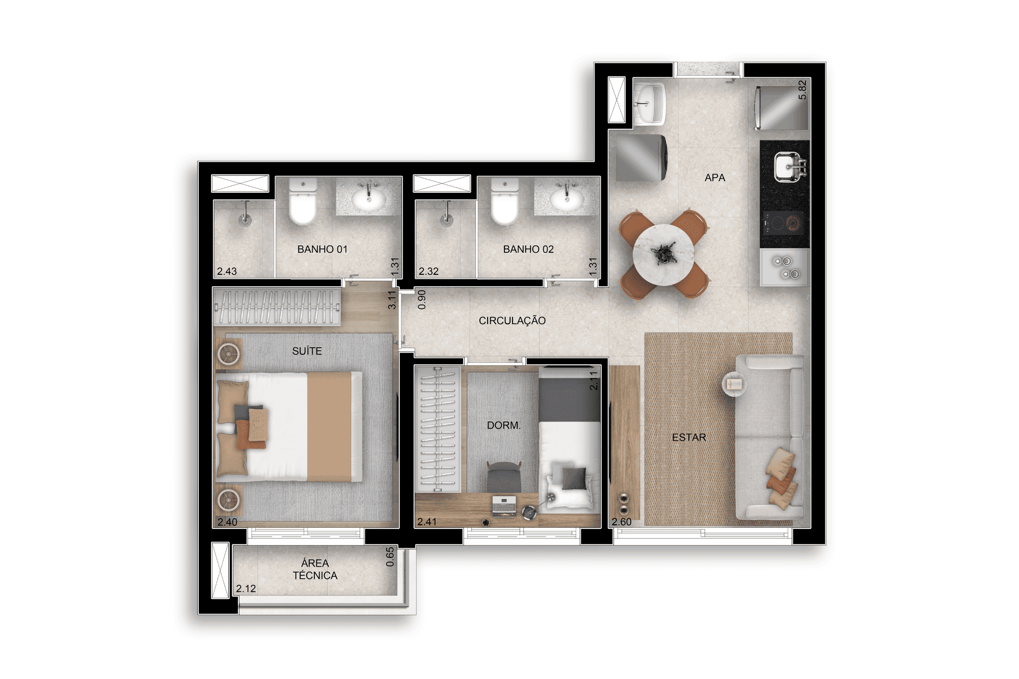 Planta 2 — Bosque Santa Cruz by Diálogo Home Spaces - Residencial