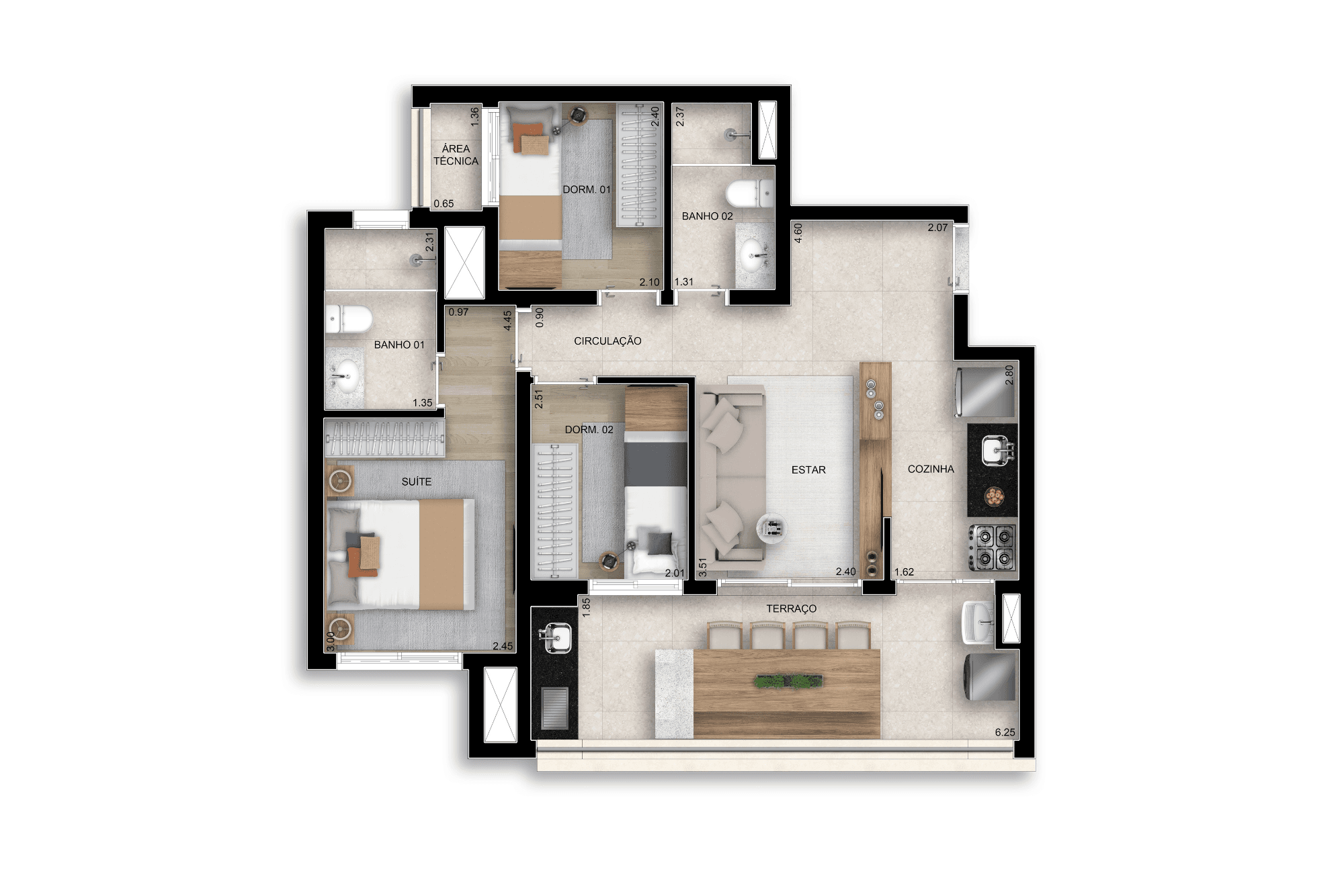 Planta 3 — Bosque Santa Cruz by Diálogo Home Spaces - Residencial