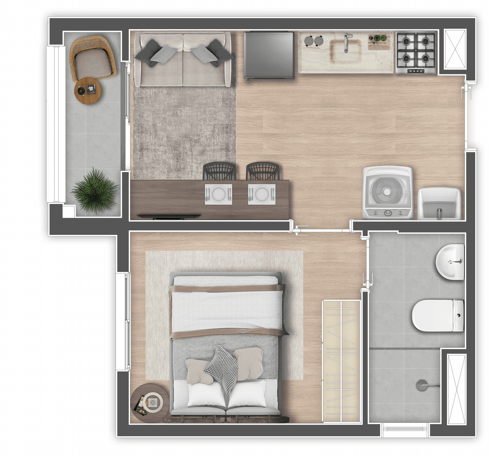 Planta 1 — Mundo Apto Elevato Brooklin
