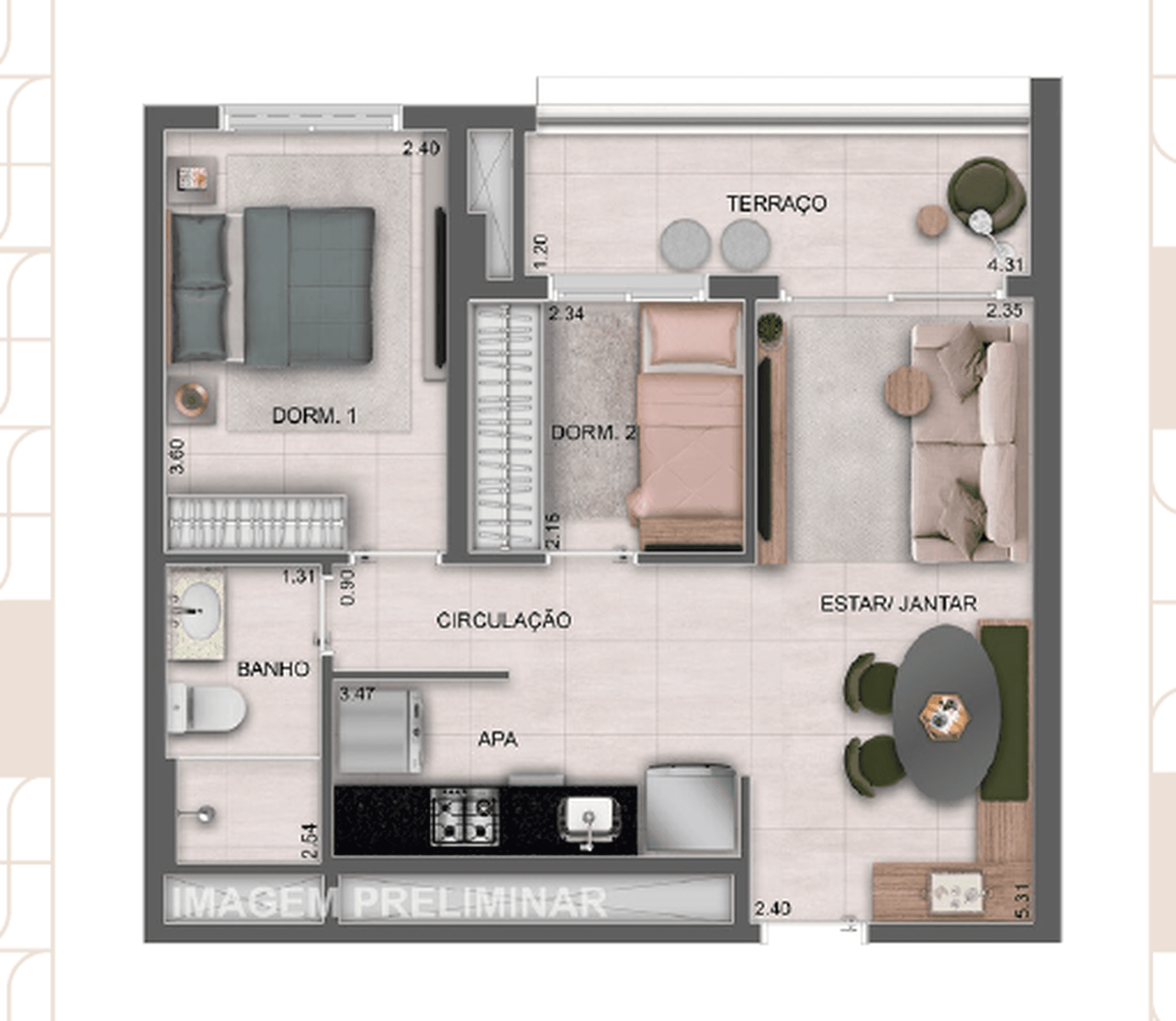 Planta 1 — Parque Diálogo Vila Ema Residences